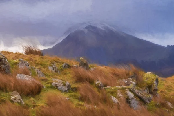 Pintura Digital Moel Hebog Mountain Parque Nacional Snowdonia Gales Del —  Fotos de Stock