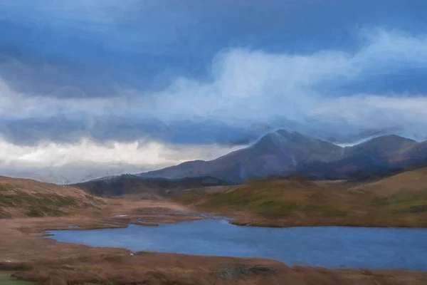 Pintura Digital Montanha Moel Hebog Parque Nacional Snowdonia North Wales — Fotografia de Stock