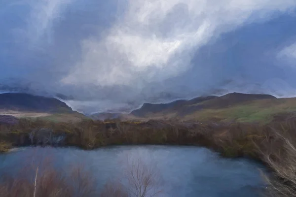 Pittura Digitale Dorothea Slate Quarry Nantlle Valley Galles Gwynedd Regno — Foto Stock