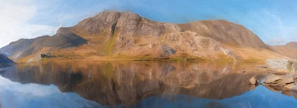 Pintura Digital Abandonado Cwmorthin Terrace Rhosydd Slate Quarry Blaenau Ffestiniog — Fotografia de Stock