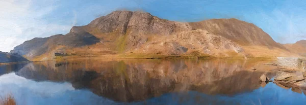 Digital Målning Den Övergivna Cwmorthin Terrace Och Rhosydd Slate Quarry — Stockfoto