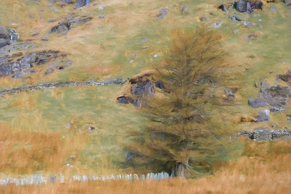 Pintura Digital Cwmorthin Terrace Rhosydd Slate Quarry Blaenau Ffestiniog Gwynedd — Foto de Stock