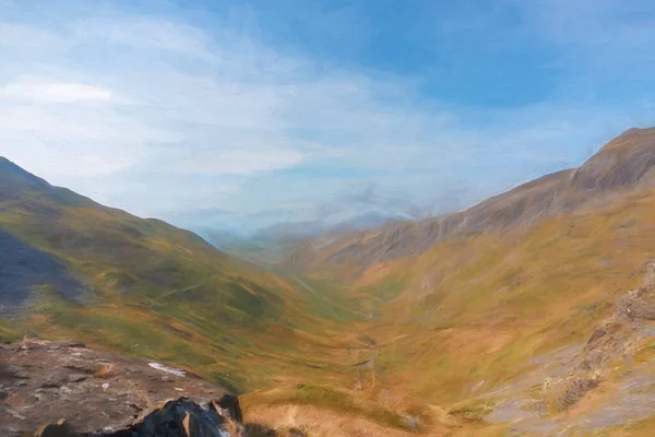 Digitale Malerei Der Atemberaubenden Aussicht Auf Cwm Croesor Von Den — Stockfoto