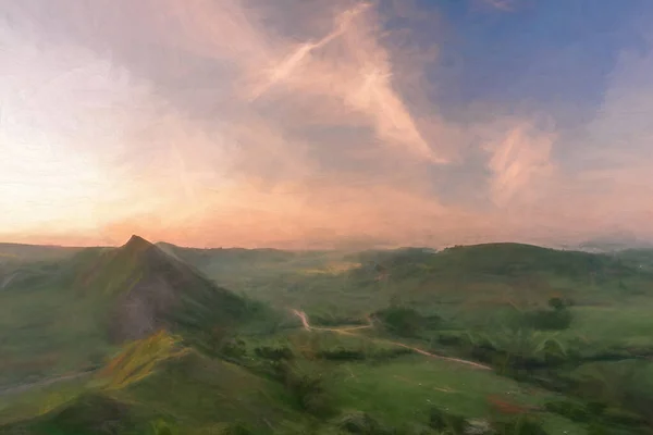 Digitales Gemälde Eines Sonnenaufgangs Auf Parkhouse Hill Und Chrome Hill — Stockfoto