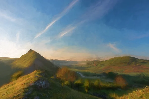 Digitales Gemälde Eines Sonnenaufgangs Auf Parkhouse Hill Und Chrome Hill — Stockfoto