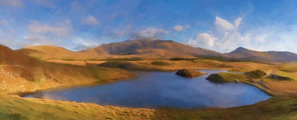 Digitale Malerei Von Llyn Dywarchen Snowdon Und Garn Winter Snowdonia — Stockfoto