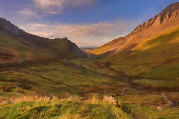 Digital Painting Nantlle Valley Snowdonia National Park Wales Winter — Stock Photo, Image