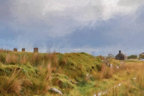 Digital Painting Abandoned Rhos Slate Quarry Capel Curig Moel Siabod — Stock Photo, Image