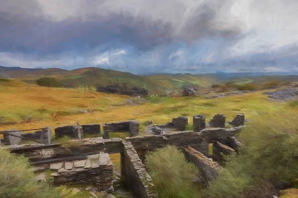 Pintura Digital Cantera Abandonada Rhos Slate Quarry Capel Curig Debajo — Foto de Stock