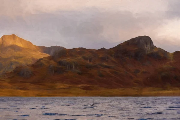 Digital Painting Moody Morning Fall Light Blea Tarn English Lake — Stock Photo, Image