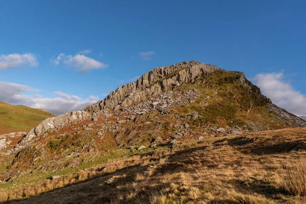 Panoramablick Auf Llyn Dywarchen Snowdon Und Garn Winter Snowdonia National — Stockfoto