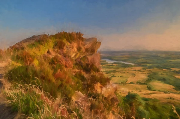 Digital Painting Roaches Staffordshire Sunset Peak District National Park — Stock Photo, Image