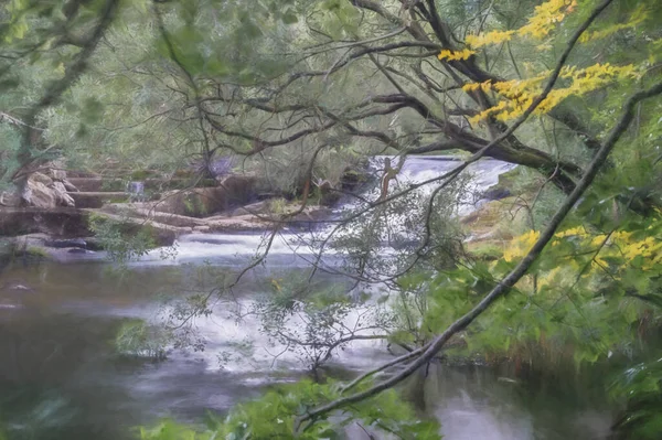 Dipinto Digitale Dell Afon Ogwen Che Scorre Nel Parco Nazionale — Foto Stock