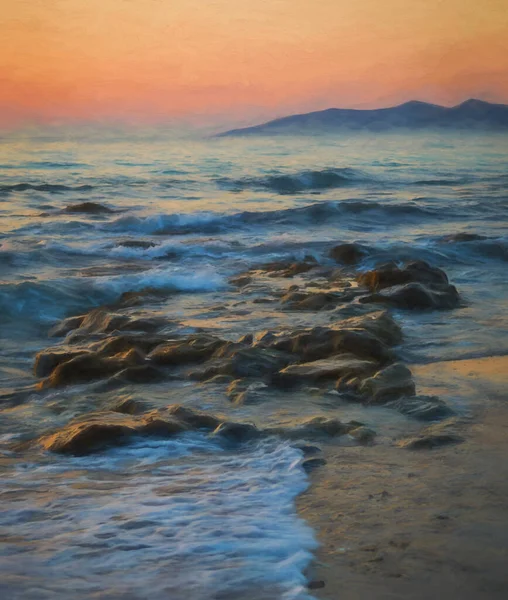 Lukisan pemandangan laut gambar pantai yang Stock Photos, Royalty Free