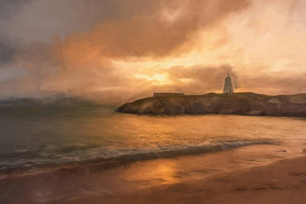 Llanddwyn Island Lighthouse Goleudy Twr Bach Ynys Llanddwyn Anglesey North — 스톡 사진