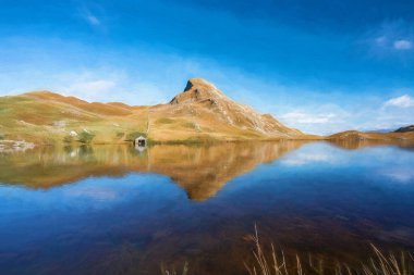 Pared y Cefn-hir Dağı ve Cregennan Gölü 'nün sonbaharda Snowdonia Ulusal Parkı, Dolgellau, Galler, İngiltere' de dijital tablosu..