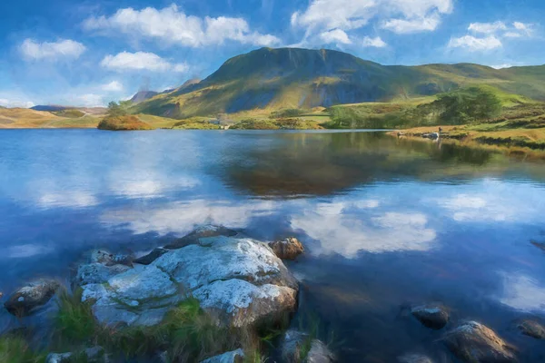 Digitale Malerei Einer Ansicht Von Penygader Cadair Idris Gebirge Und — Stockfoto