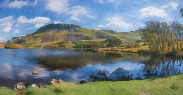 Digitale Malerei Einer Ansicht Von Penygader Cadair Idris Gebirge Und — Stockfoto
