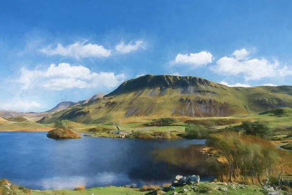 Digitaal Schilderij Van Een Uitzicht Penygader Cadair Idris Bergketen Cregennan — Stockfoto