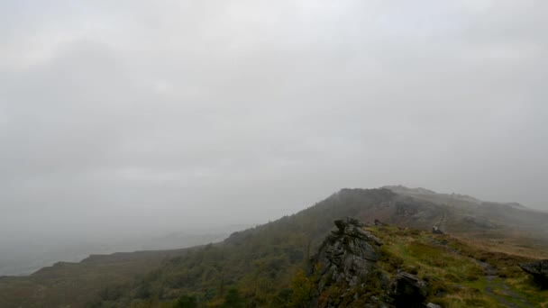 Moorland Niebla Rocas Roaches Staffordshire Peak District — Vídeos de Stock