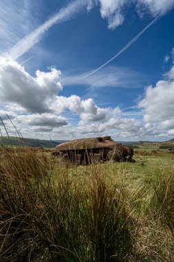 Tepe Bölgesi Ulusal Parkı 'nda terk edilmiş Sherman tankı, Hamamböcekleri, Yukarı Hulme ve Ramshaw Kayaları..