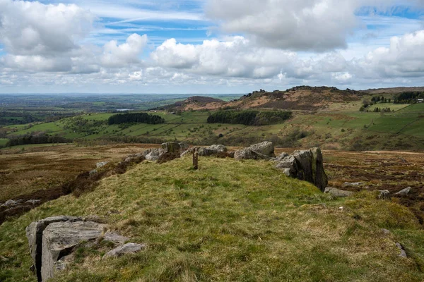 View of Ramshaw Rocks from the Upper Hulme firing range complex at The Roaches in the Peak District National Park, UK.
