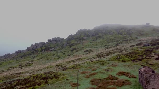 Landskapsbilder Drönare Generisk Storbritannien Dyster Hedmark Vid Roaches Peak District — Stockvideo