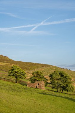 Hamamböceği. The Roaches, Staffordshire, Peak District Ulusal Parkı 'nda mavi gökyüzü manzarası..