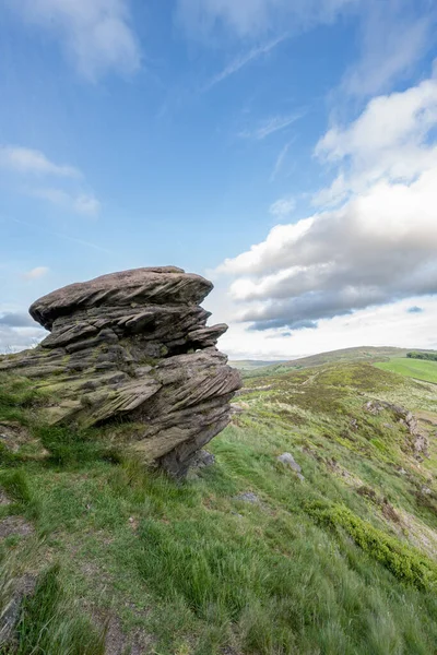 Rural Landscape Roaches Hen Cloud Hanging Stone Staffordshire Peak District — Stock Photo, Image