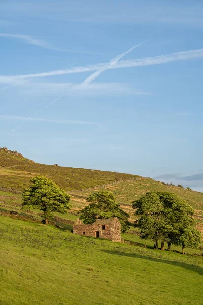 Fine Dello Scarafaggio Cielo Blu Paesaggio Rurale Roaches Staffordshire Nel — Foto Stock