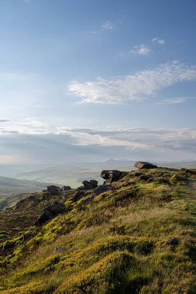 Atmospheric Sunset View Rural Landscape Roaches Staffordshire Peak District National — Stock Photo, Image