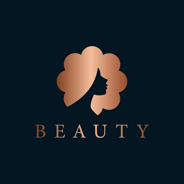 Colored Hair Abstract Woman Logo Design Minimalist Style Portrait — ストックベクタ