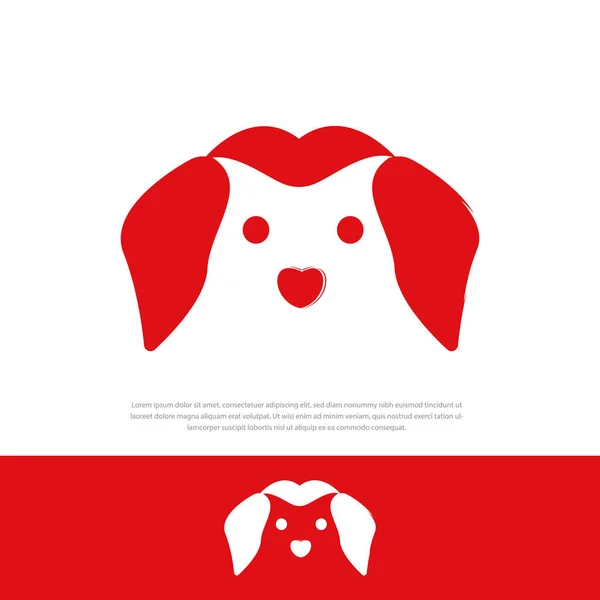 Aşk Burunlu Köpek Logosu Insan Iyi Arkadaş Çizimi — Stok Vektör