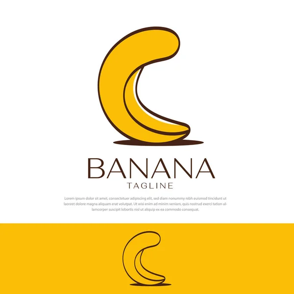 Banana Fruit Logo Illustrazione Vettoriale Cibi Bevande Ristorante Bar Menu — Vettoriale Stock