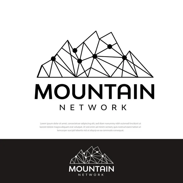 Mountain Line Logo Internet Network Vector Illustration — Wektor stockowy