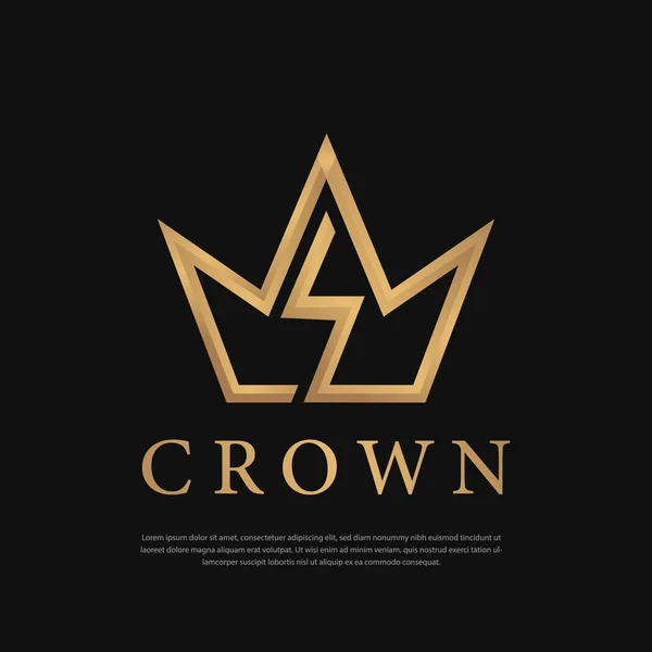 Gold Crown Sign Luxury Vector Beautiful Gradient Mistyping Exclusive Princess — Vettoriale Stock