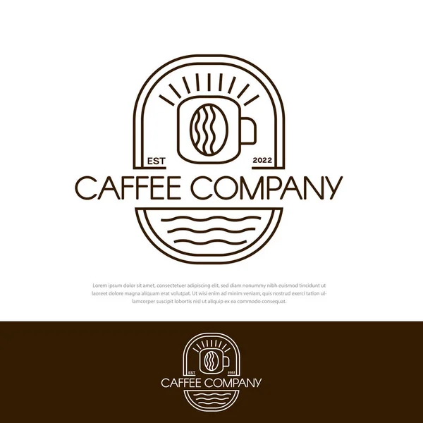 Unique Vintage Coffee Shop Logo Line Art Can Used Bars — Vetor de Stock