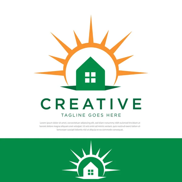 Casa Logo Nel Sole Vettoriale Illustrazione — Vettoriale Stock