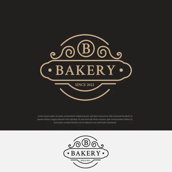 Пекарня Логотип Темном Фоне Хлеб Торт Эмблемы — стоковый вектор