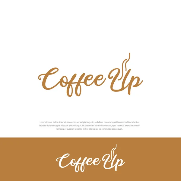 Café Vapor Logotipo Sinal Palavra Emblema Nele Vetor — Vetor de Stock