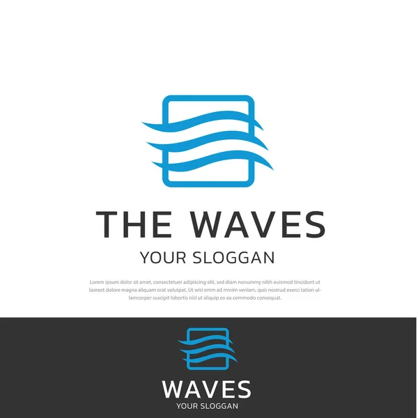 Abstract Line Logo Wave Flow Symbol Line Box Moving Water — Stockvektor