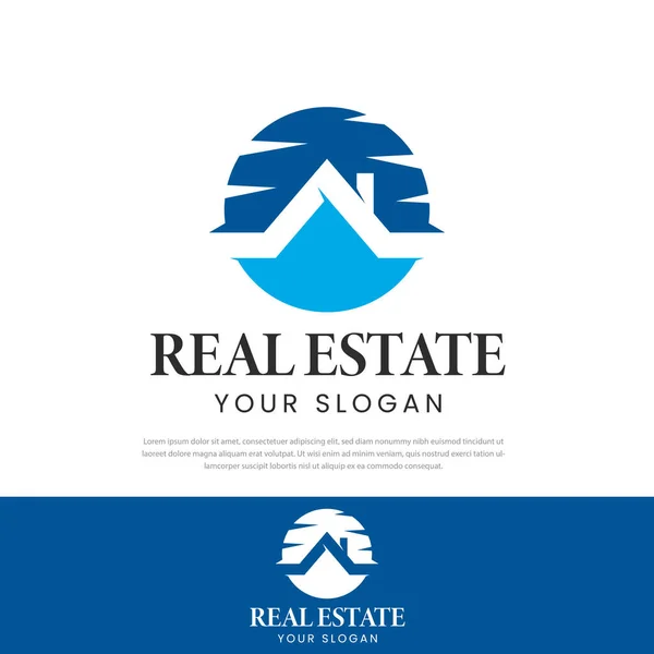 Real Estate Logo Illustration Twilight Circle Shape Circle House Icon — Stock Vector