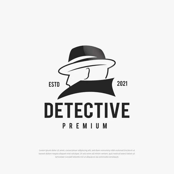 Detective Man Logo Line Art Detective Detective Man Icon Illustration — Vetor de Stock