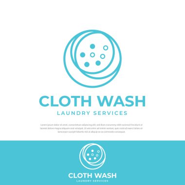 Kabarcıklı basit yuvarlak logo vektör tasarım şablonu, yıkama, temizleme, sembol, simgeler