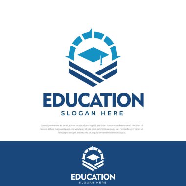 Eğitim Logosu Tasarımı Toga Şapka Okulu mezunu Eğitim Üniversitesi vektör illüstrasyonu, sembol, simge