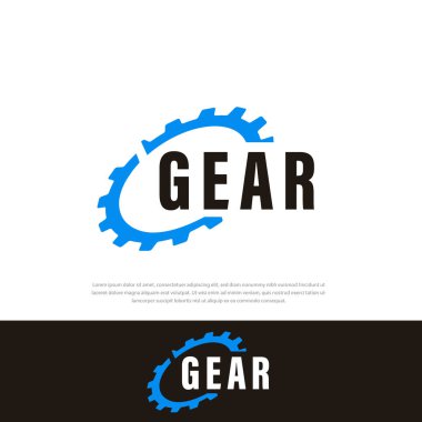 Eşsiz mavi Gear Logo Tasarım Vektör Şablonu, mekanik logo sembolü, logo simgesi şablonu