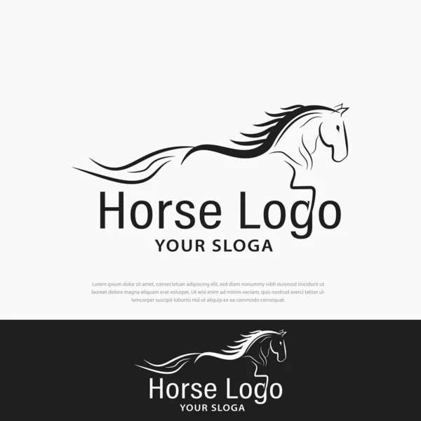 Horse Logo Stable Farm Valley Company Race Logo Design Silhouettes — Stock vektor