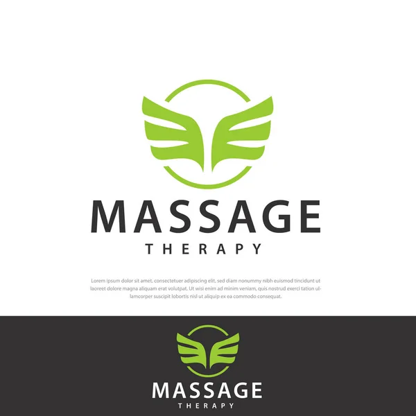 Vector Circle Therapy Massage Therapy Wing Illustration Design Logo Symbol — ストックベクタ