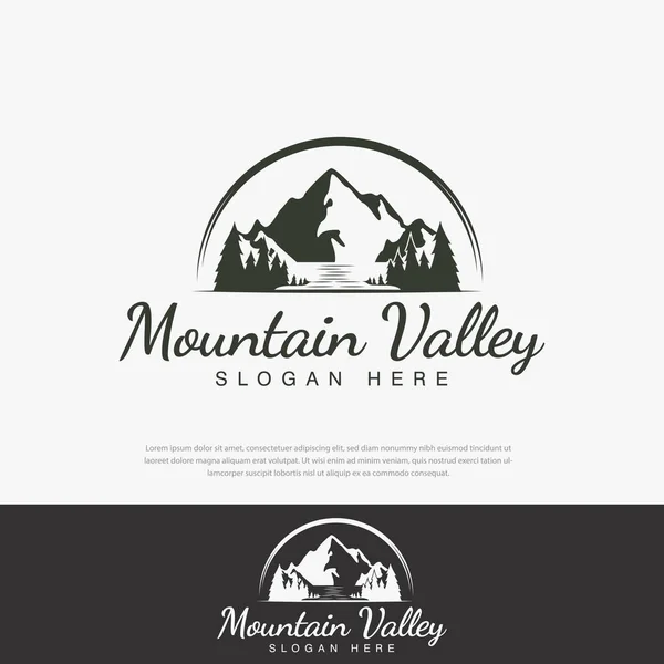 Simple Forest Mountain River Nature Vintage Company Logo Template Icon — Wektor stockowy