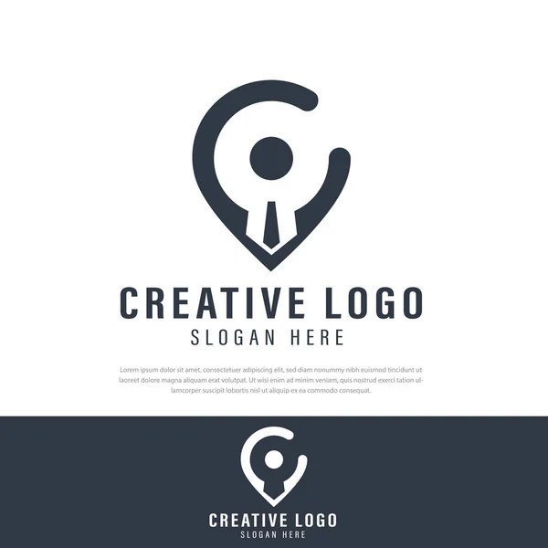 Conception Logo Pin Carte Cravate Icône Une Combinaison Symboles Personnes — Image vectorielle